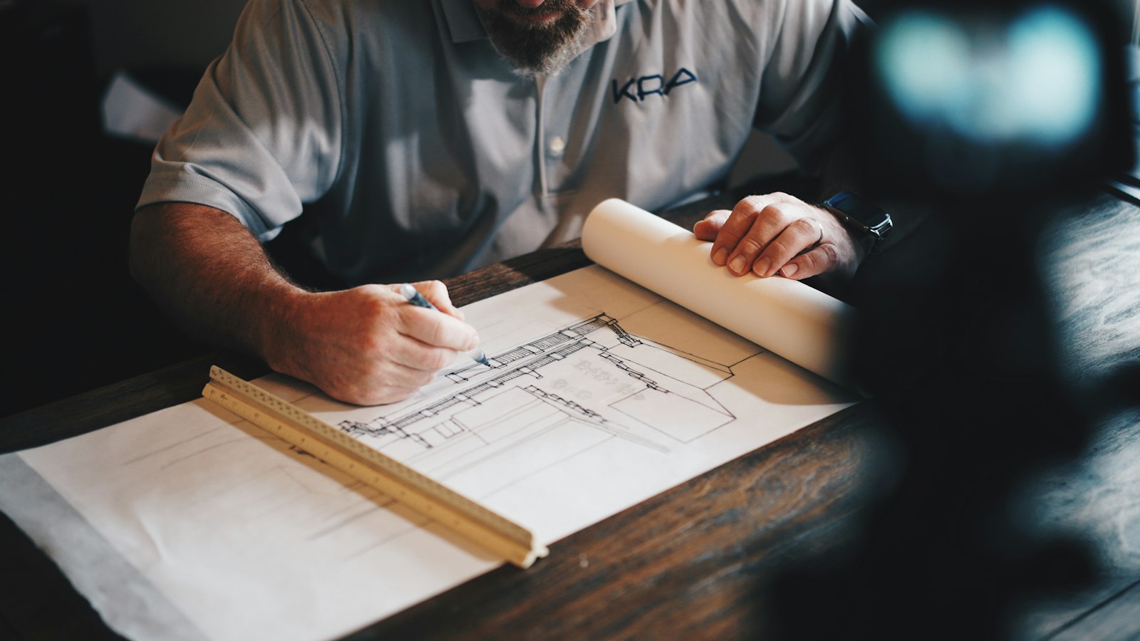 Measured drawing being marked for a home improvement scope